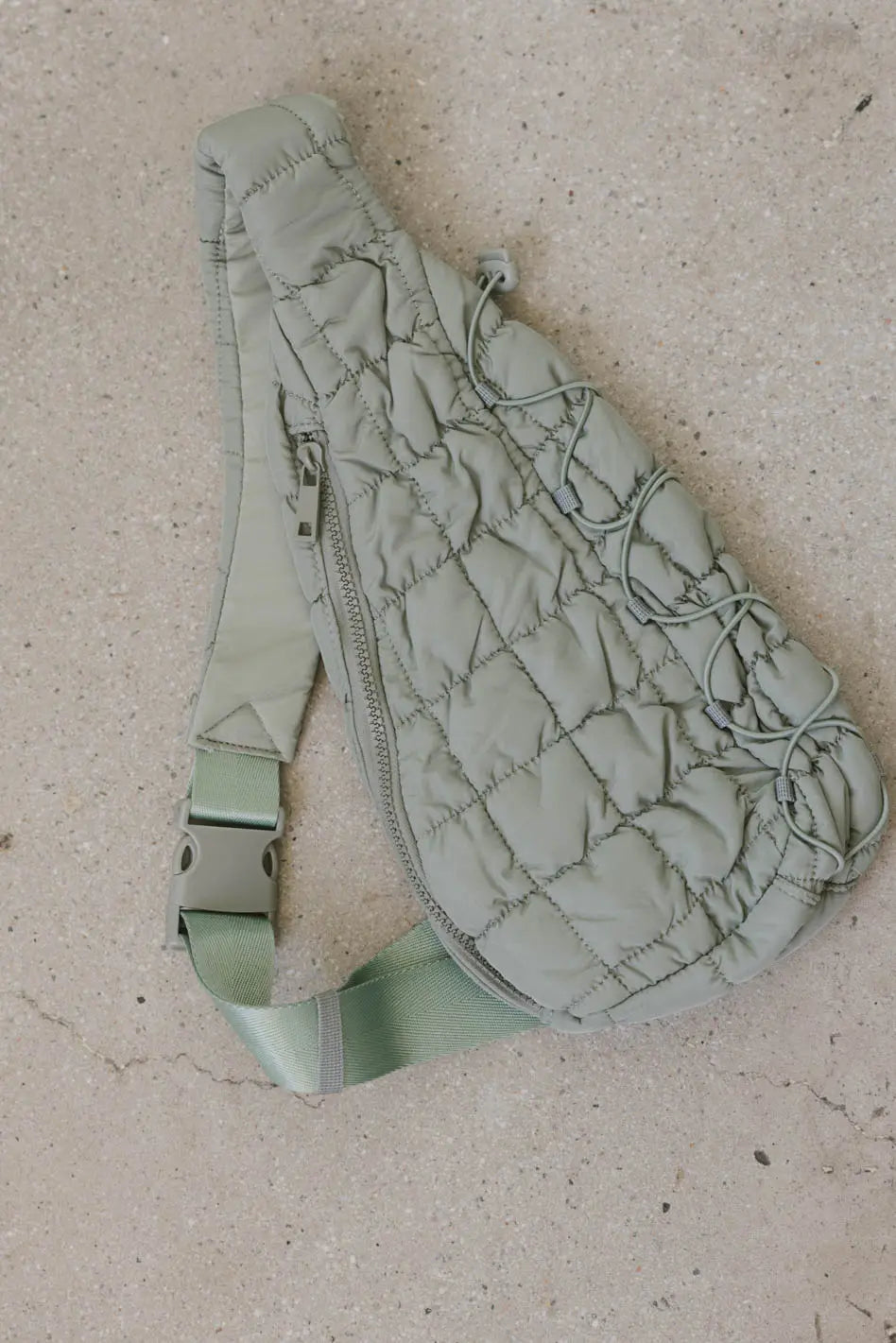 Aliyah Quilted Sling Bag in Sage