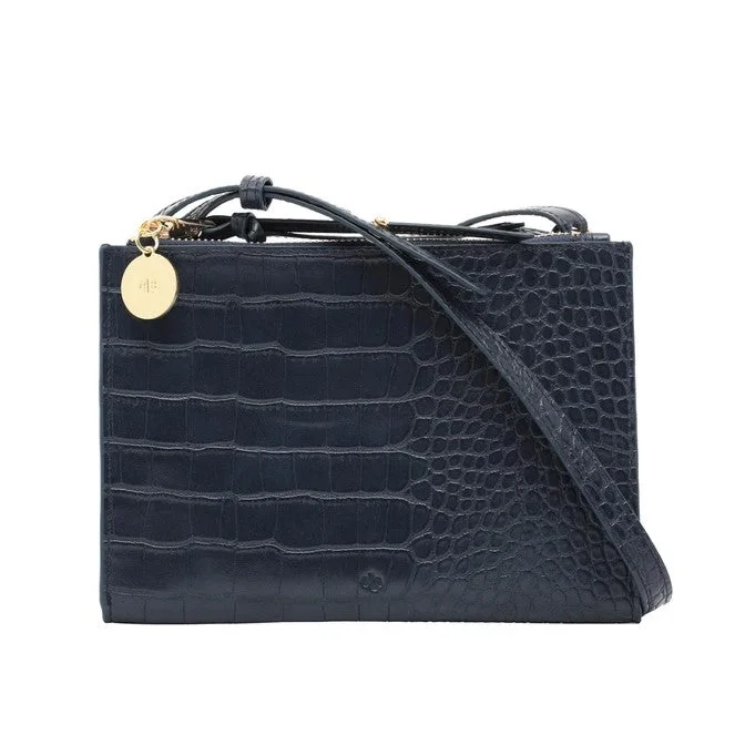 Wallet Crossbody (Navy Croc)