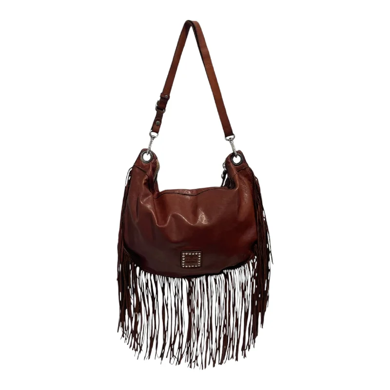 CAMPOMAGGI/Bag/Leather/BRW/FRINGE HOBO STUDDED