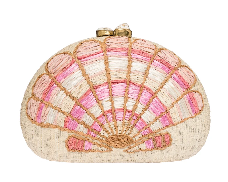 Berna Clutch in Natural & Coral