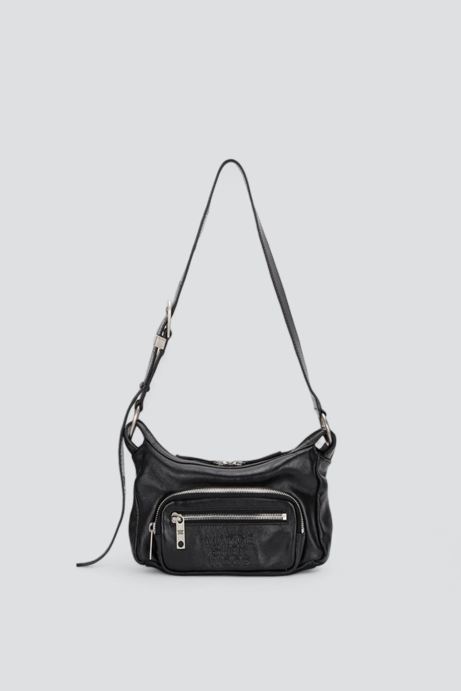 Black Glossy Plain Outpocket Hobo Mini