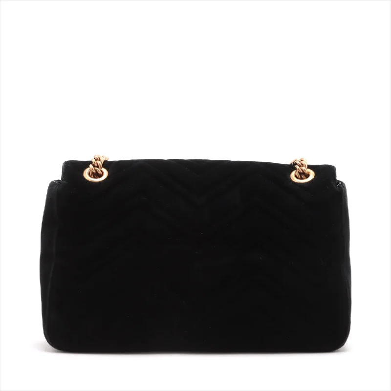 GUCCI Marmont Velour Chain Shoulder Bag Black 443496