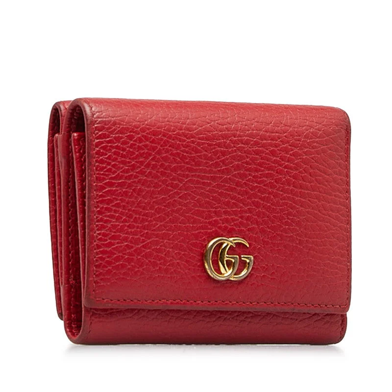 Gucci GG Spring Pitchmarmont Three Folded Wallet 474746 Red Leather Ladies Gucci