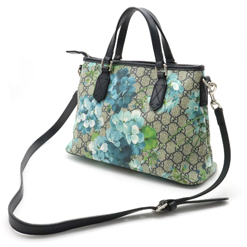 Gucci Gucci GG Bloom's Handbags 2WAY Shoulder Bags Pulled PVC Leather Flower Tile Beige Blue 429019 Blumen