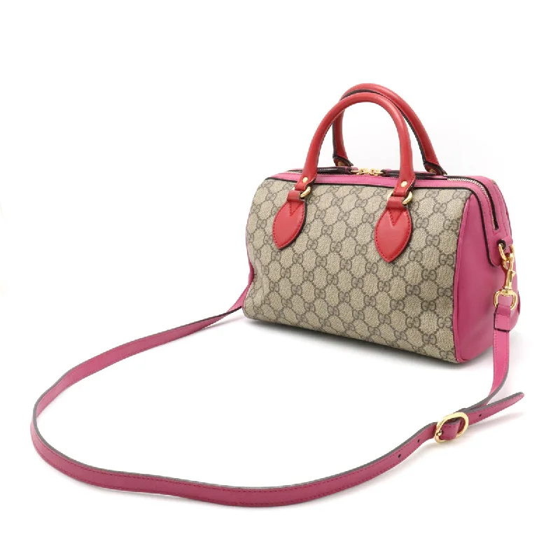 GUCCI Gucci GG Spring Handbag Mini Boston Bag 2WAY Shoulder Bag Leather Beige Pink Red Gold  409529 Blumin