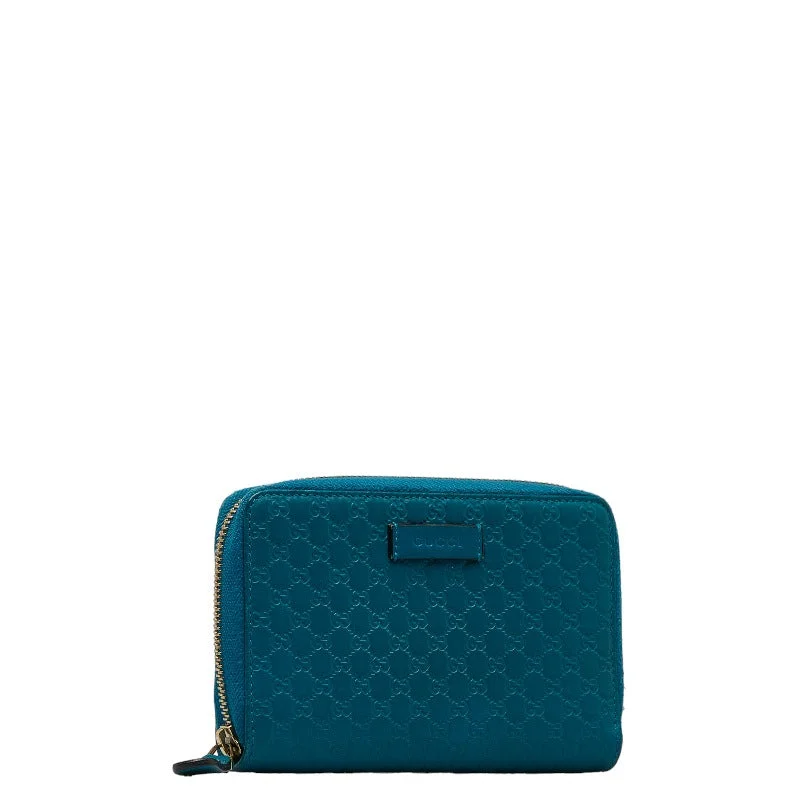 Gucci MicroGucci Round Jeep Twin Folded Wallet 449423 Turkish Blue Leather  Gucci