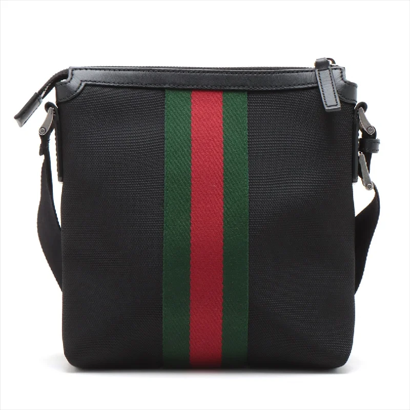 Gucci Sey Line Nylon Shoulder Bag Black 631195