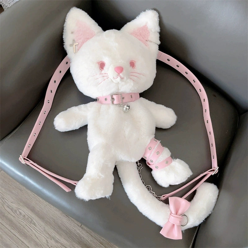 (BFM)Gururu~Cat Angel~Kawaii Lolita Bag Cat Shaped Plush White Cat Backpack