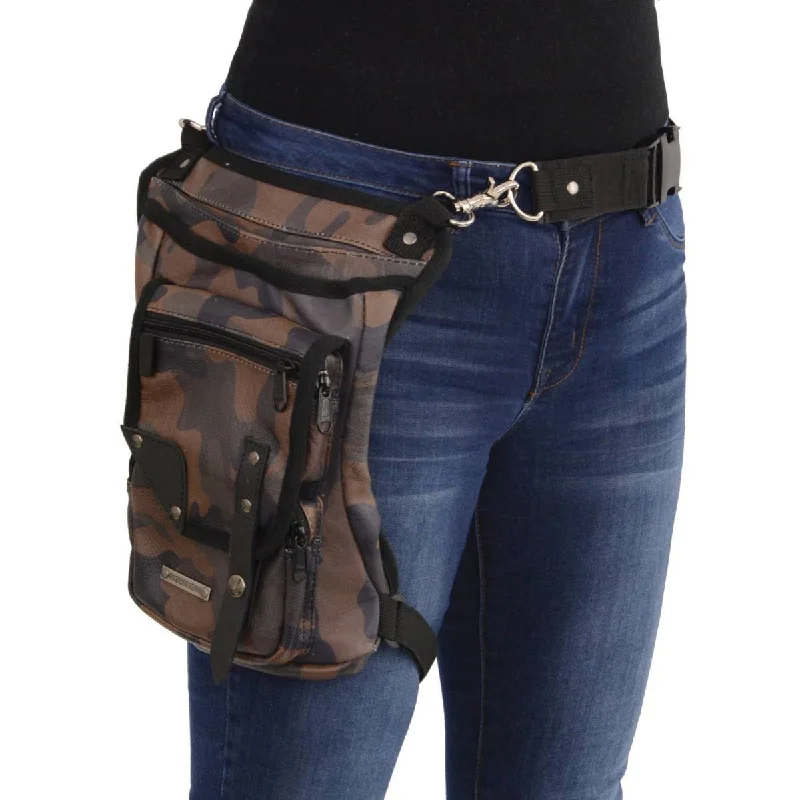 Milwaukee Leather MP8881 Camouflage Conceal and Carry Leather Thigh Bag with Waist Belt