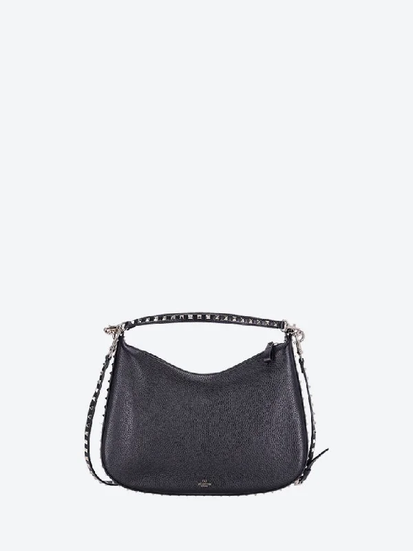 Rockstud leather hobo bag