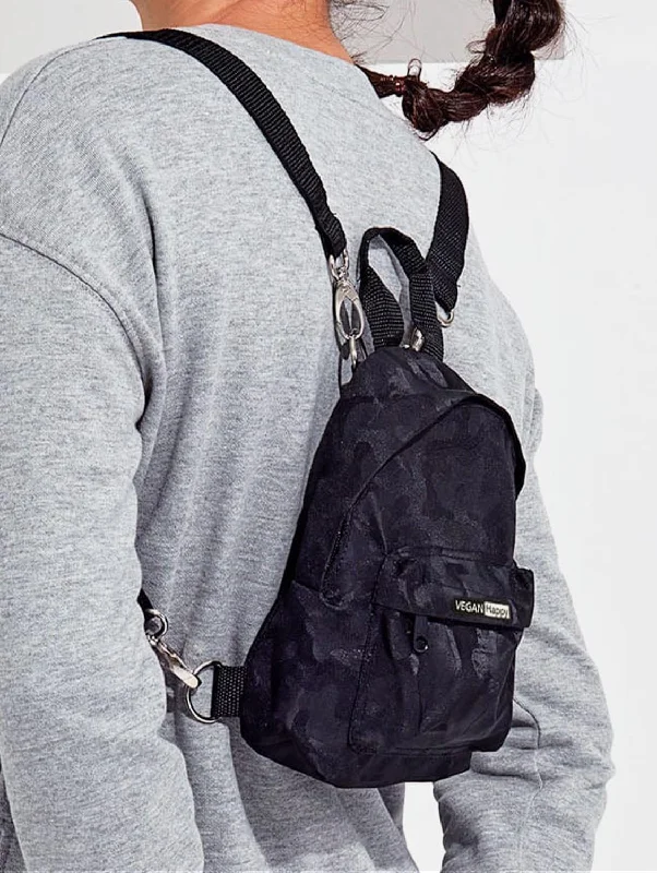 Vegan Camo Mini BackPack | Black