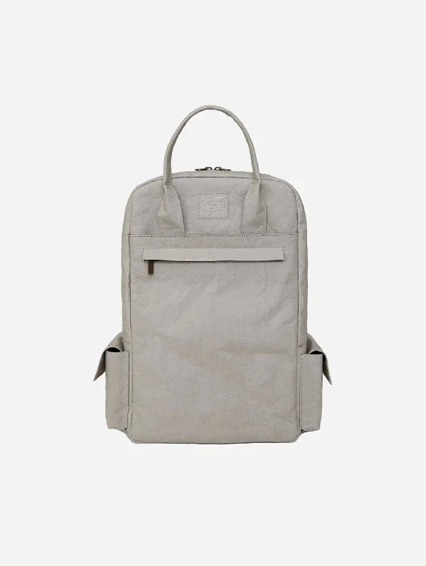 Verlan Vegan Leather Wood Backpack | Silver