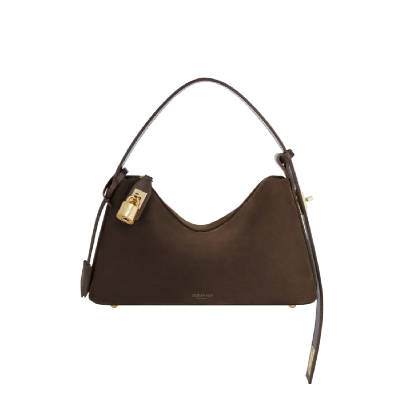 Gold Espresso Suede Hobo Bag