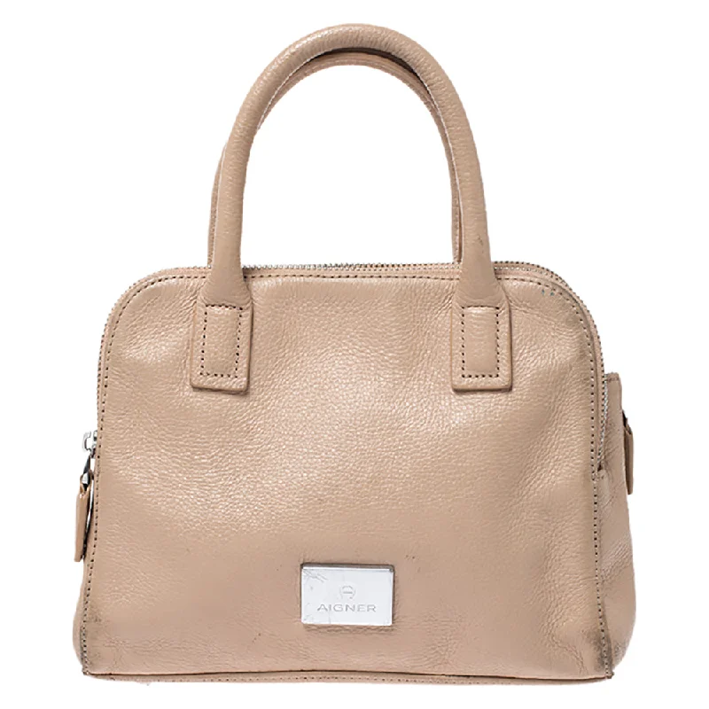 Aigner  Leather Double Zip Top Handle Bag