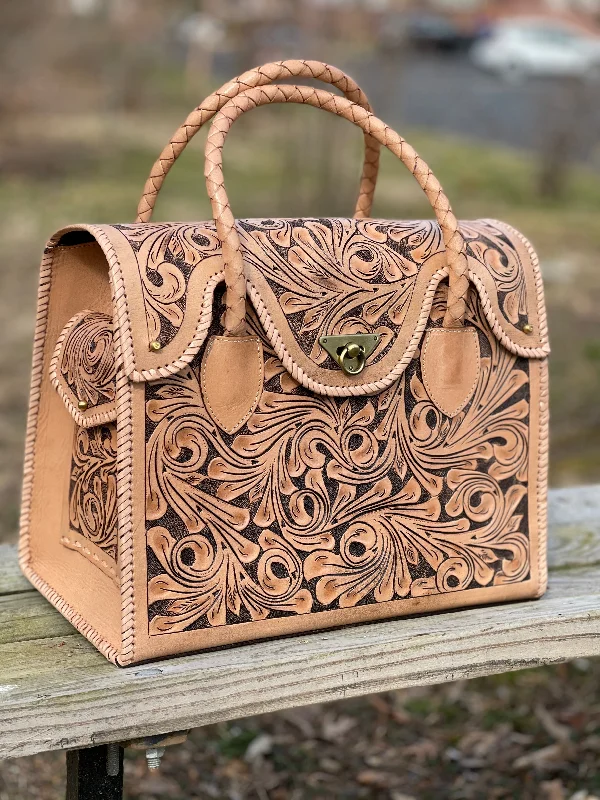 Hand-tooled Leather Large Weekender "ROMMY" by ALLE, Travel Bag