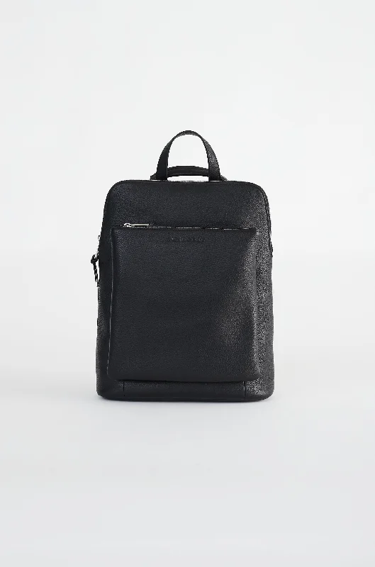 Backpack: Black Pebbled Leather