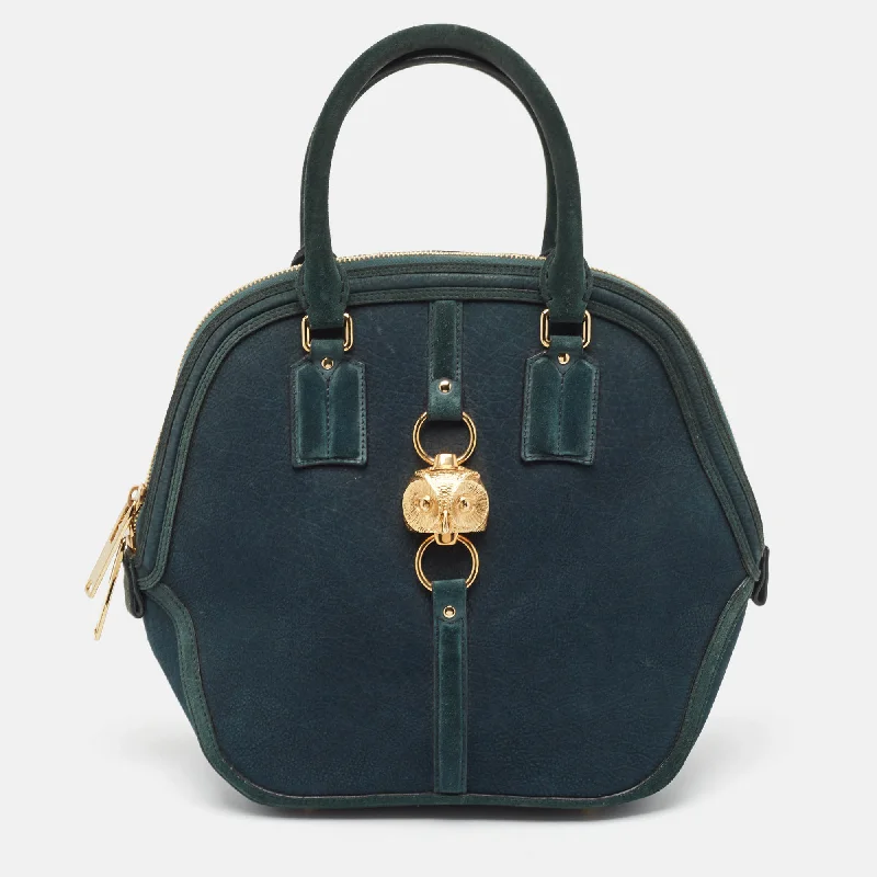 Burberry Dark Green Nubuck Leather Orchard Satchel..