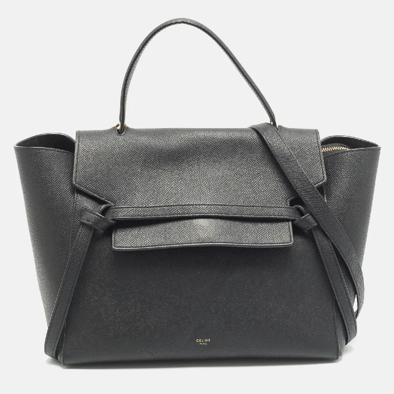 Celine Black Leather Micro Belt Top Handle Bag..