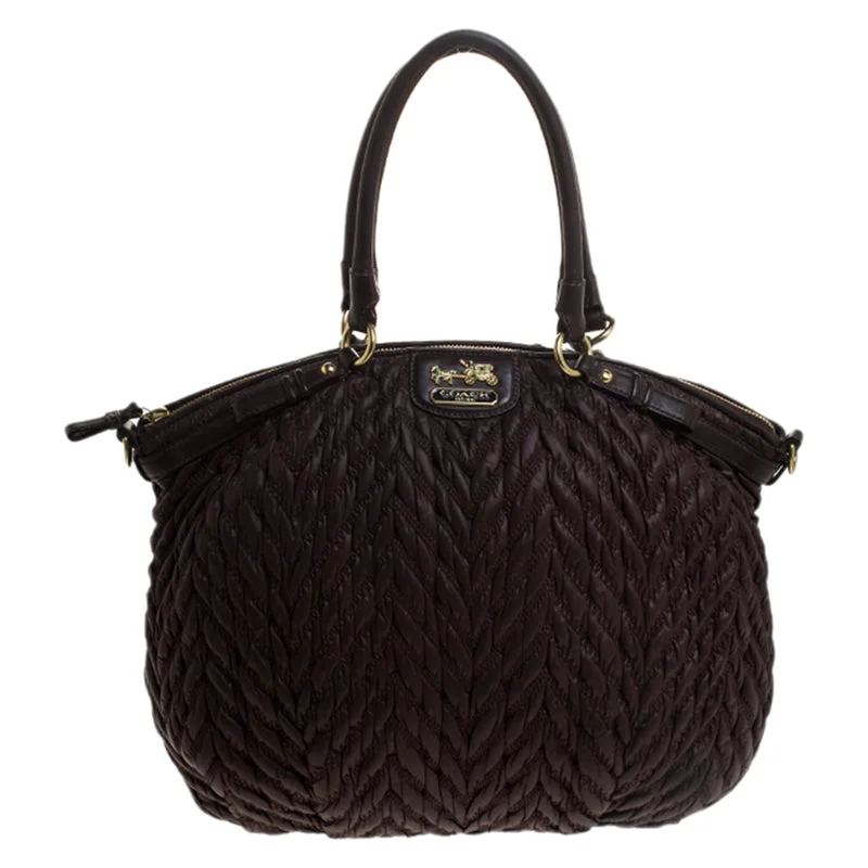 Coach Dark Quilted Nylon And Leather 70Th Anniversary Madison Satchel