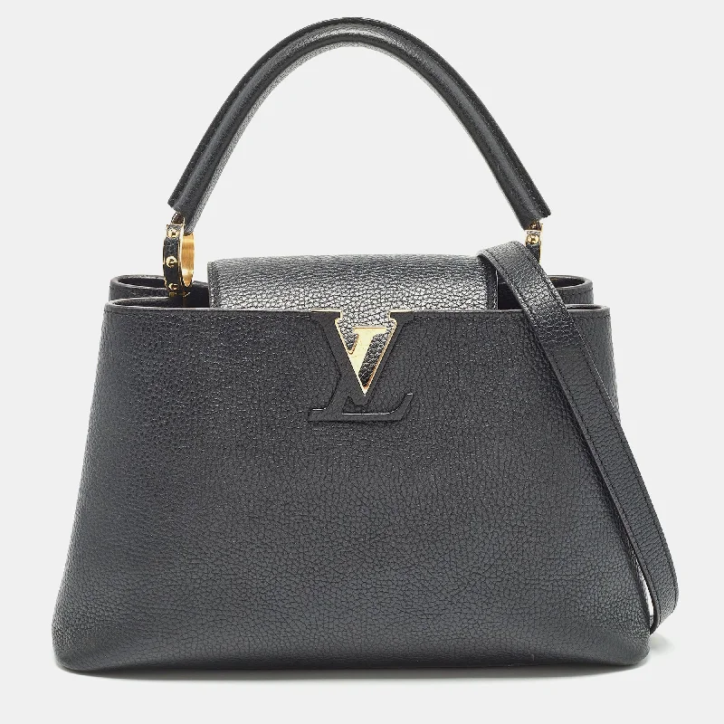 Louis Vuitton Black Taurillon Leather Capucines Pm Bag..