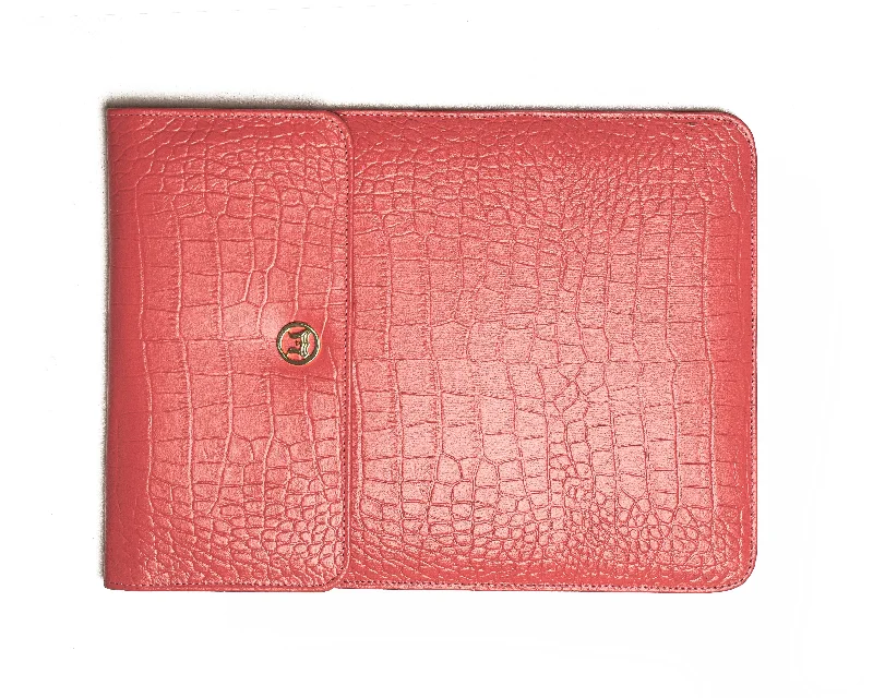 Laptop Sleeve: Baby Pink Crocodile Print