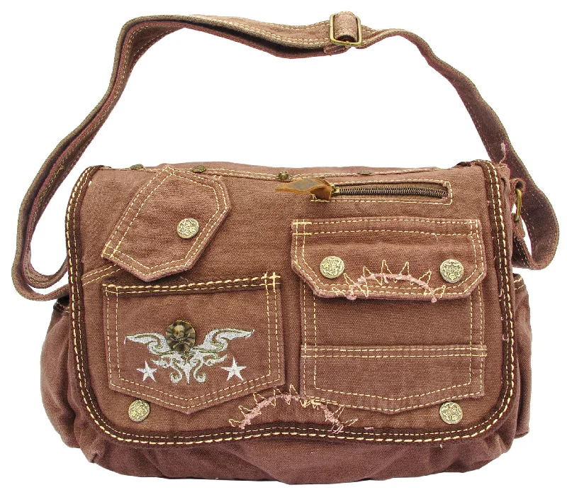 Brown Laptop Cross Body Canvas Messenger Bag