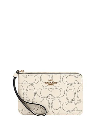 Coach Corner Zip Wristlet In Perforated Signature Leather