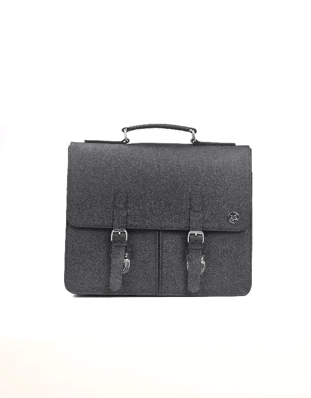 Satchel Workcase with Double Pockets: Black