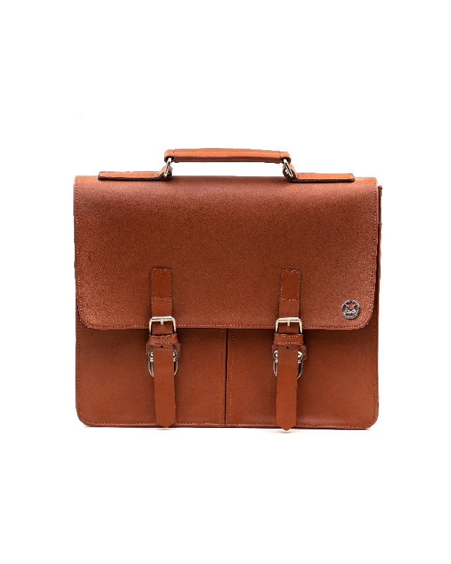 Satchel Workcase with Double Pockets: Tan