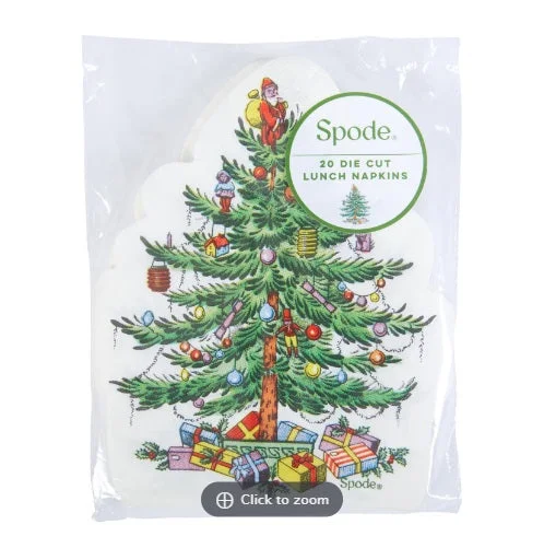 Holiday Evergreen Tree Spode Pine Cone Die-Cut Tree Shaped Christmas Paper Lunch Napkins 20 Count 3-Ply Quality