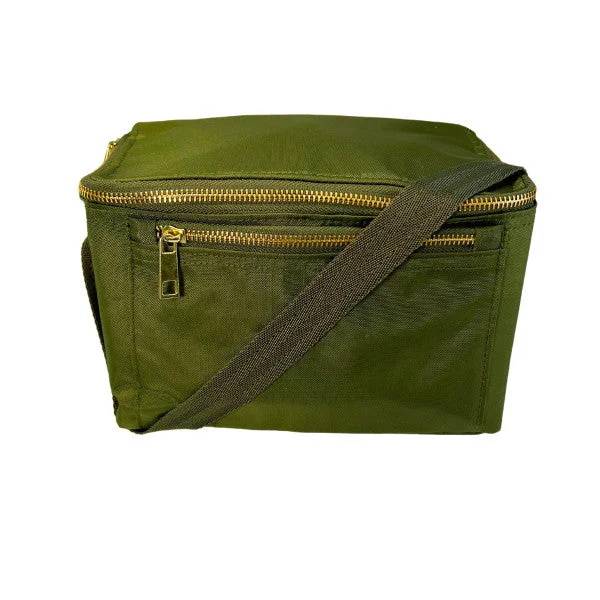 Olive Nylon Brass Rectangle Lunch Box