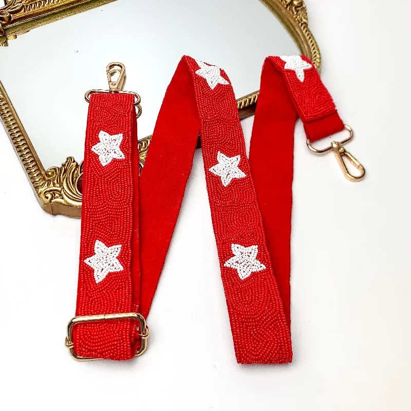 Star of the Show Beaded Adjustable Purse Strap in Red and White