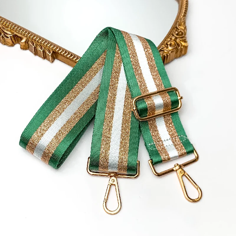 Striped Adjustable Purse Strap in Green