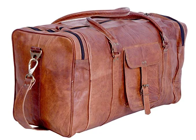 21 Inch Vintage Leather Duffel Travel Gym Sports Overnight Weekend Duffel Bag