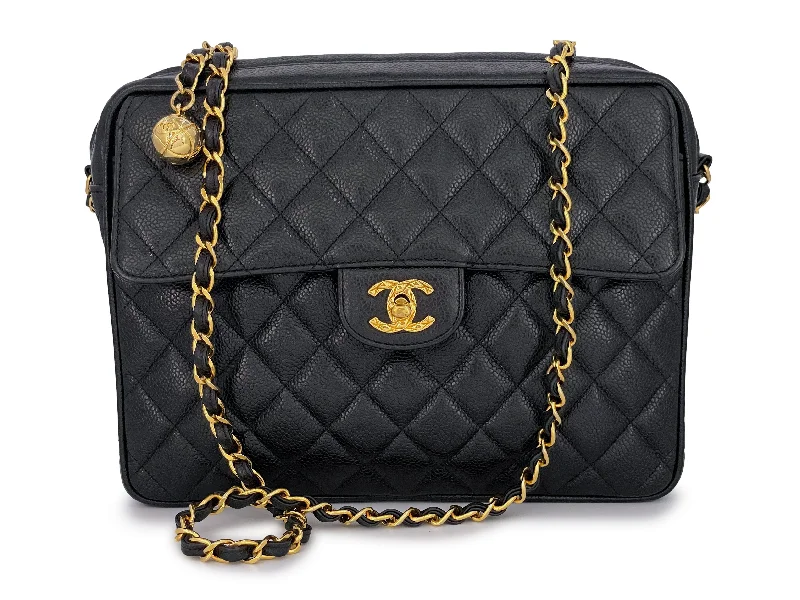 Chanel Vintage Black Caviar Flap Camera Case Bag 24k GHW