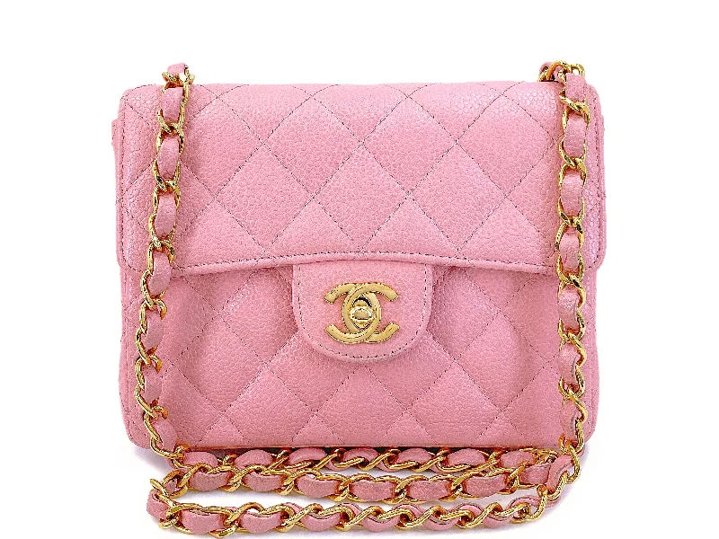 Chanel 2004 Vintage Sakura Pink Square Mini Flap Bag 24k GHW RJA