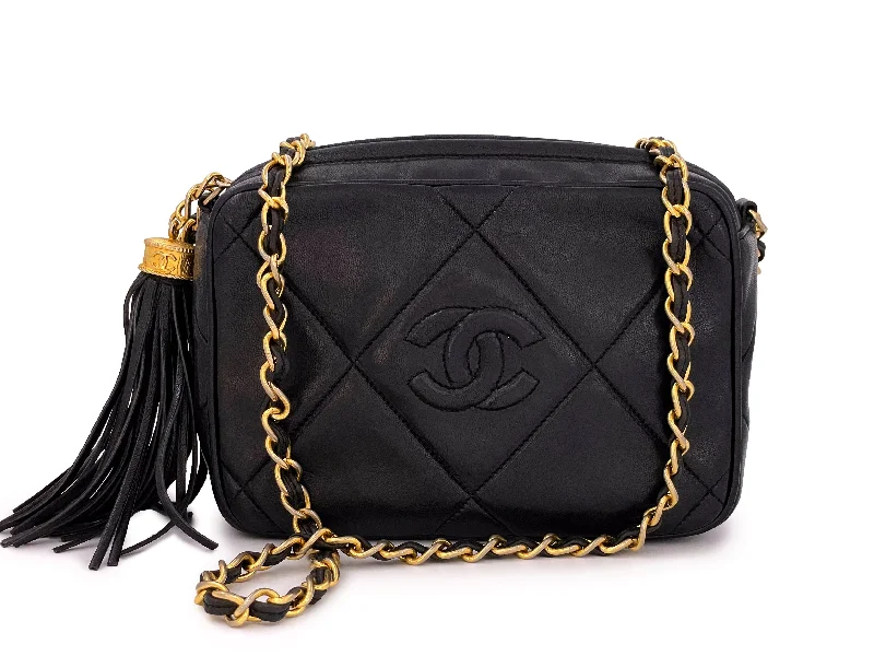 Chanel 1988 Vintage Black Mini Classic Camera Case Bag 24k GHW Lambskin