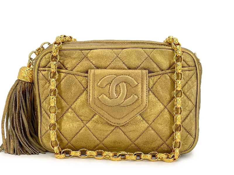 Chanel 1990 Vintage Bronze Gold Mini Classic Camera Bag 24k GHW JM7