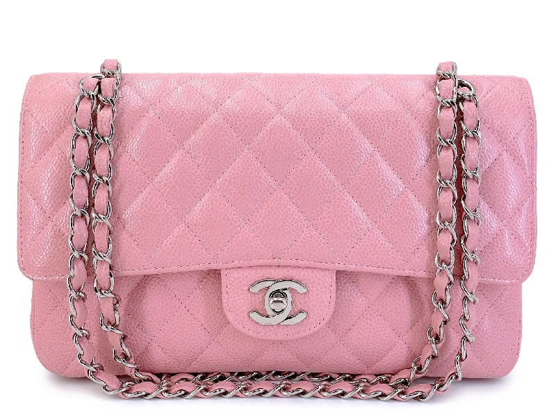 Chanel 2006 Vintage Sakura Pink Caviar Medium Classic Double Flap Bag SHW 7ZW