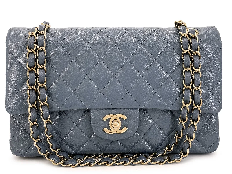 Chanel Slate Gray Caviar Medium Classic Double Flap Bag GHW 3ZD