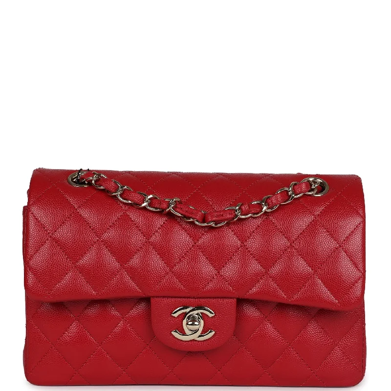 Chanel Small Classic Double Flap Red Caviar Light Gold Hardware