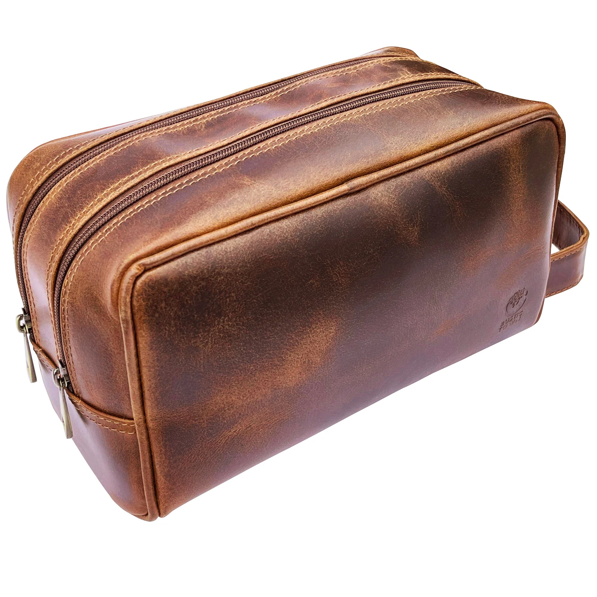 Johnny Leather Travel Toiletry Bag for Men (Antique Brown)