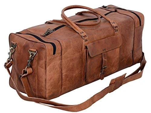 Leather Duffel Bag 28 inch Large Travel Bag Gym Sports Overnight Weekender Bag by Cuero Bags