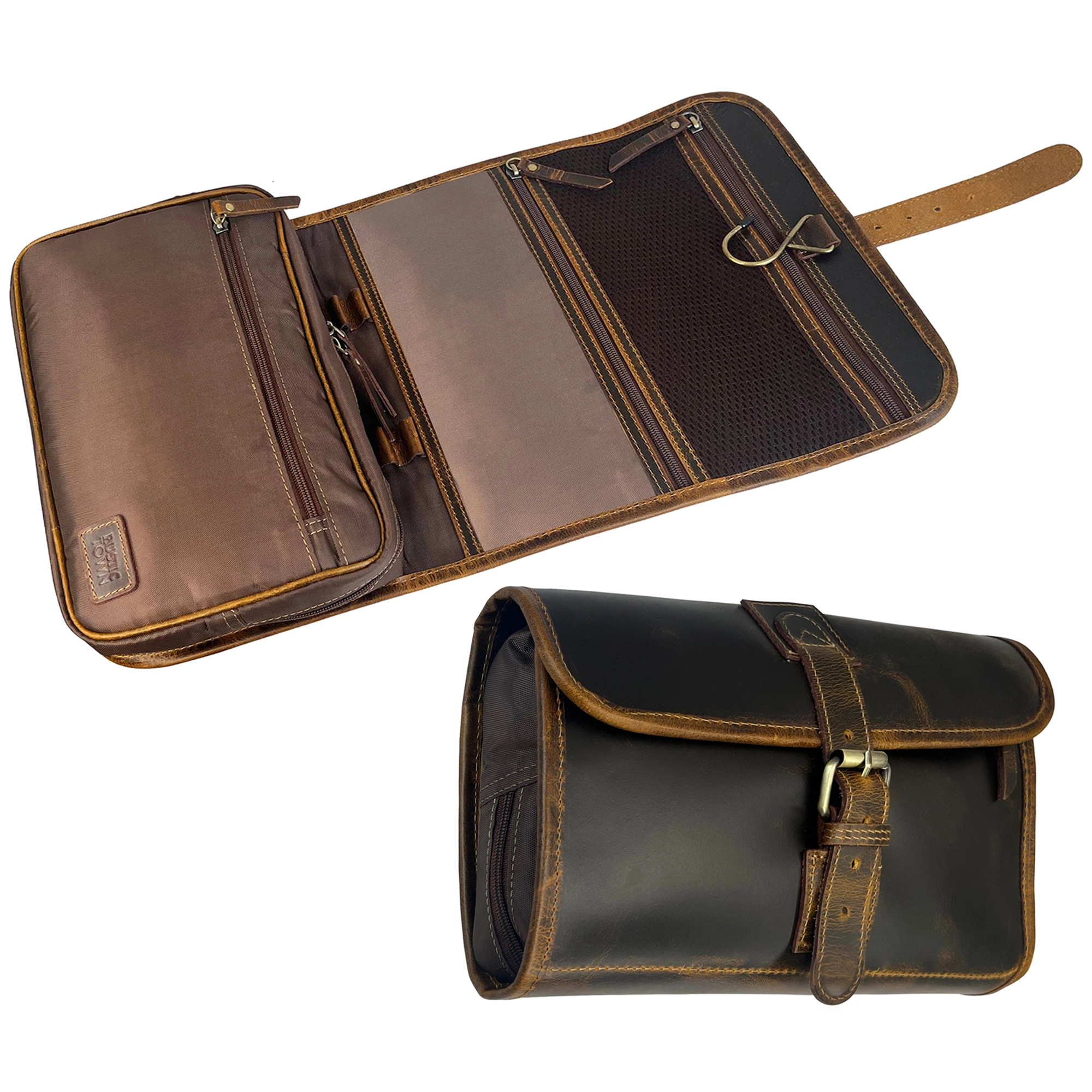 Leather Hanging Toiletry Bag