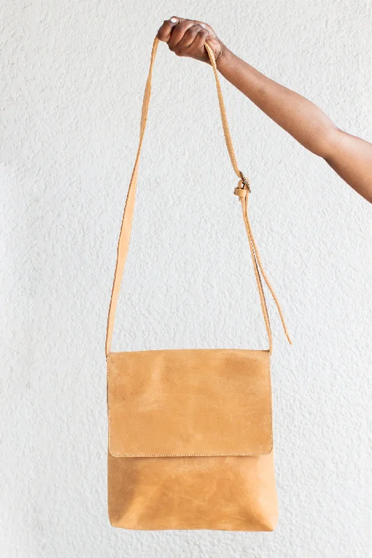 Rebekkah Vertical Messenger Bag, Natural