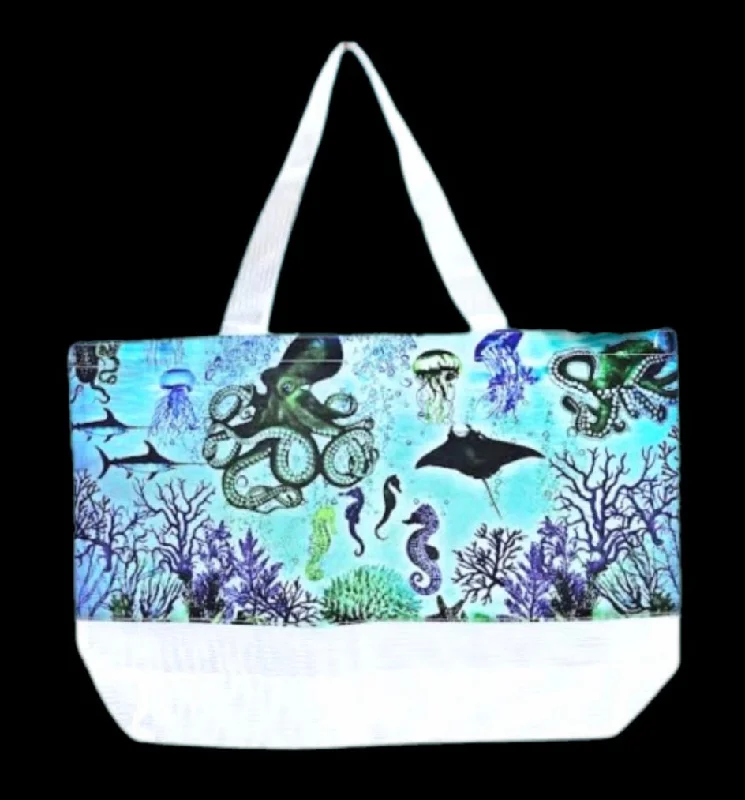 Aquatic World Beach Bag Mesh Bottom