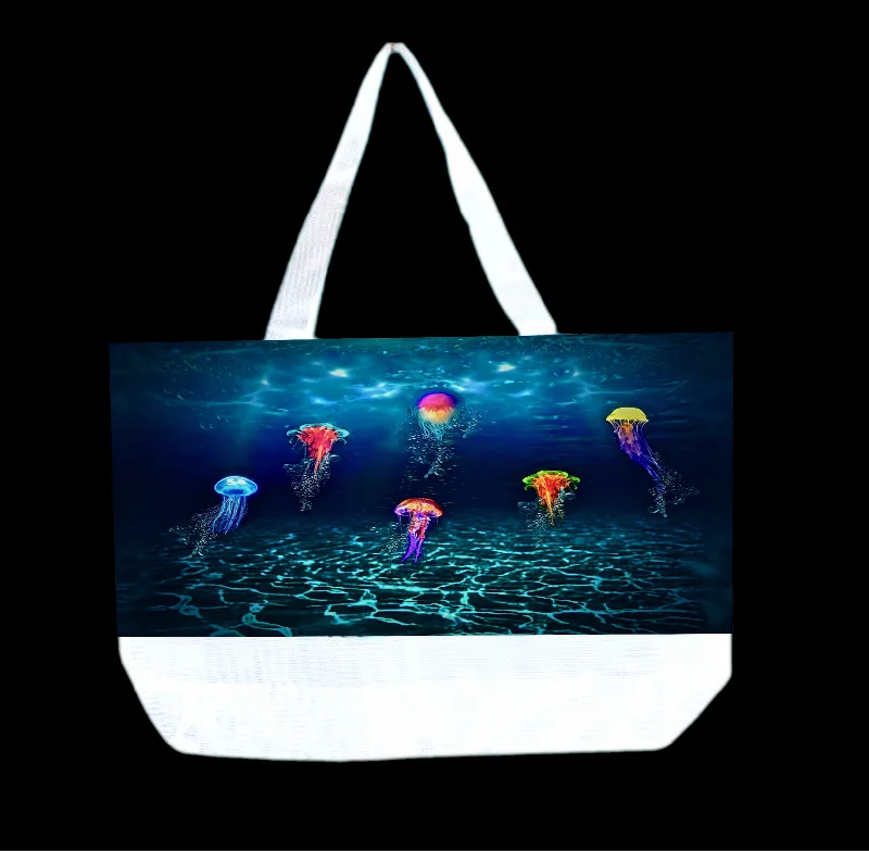 Jellyfish Aglow Beach Bag Mesh Bottom