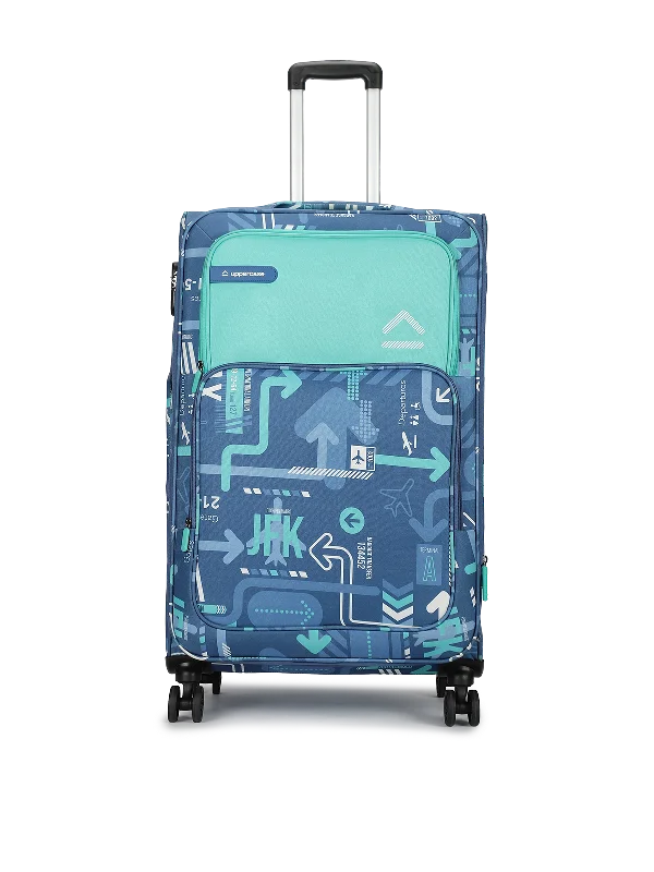 uppercase JFK Large Check in 77cms Combination Lock Soft Trolley Bag Denim Blue