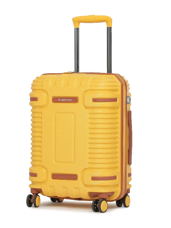 uppercase Ridge Medium Check in 66cm TSA Lock 8 Wheels Hard Trolley Bag Yellow