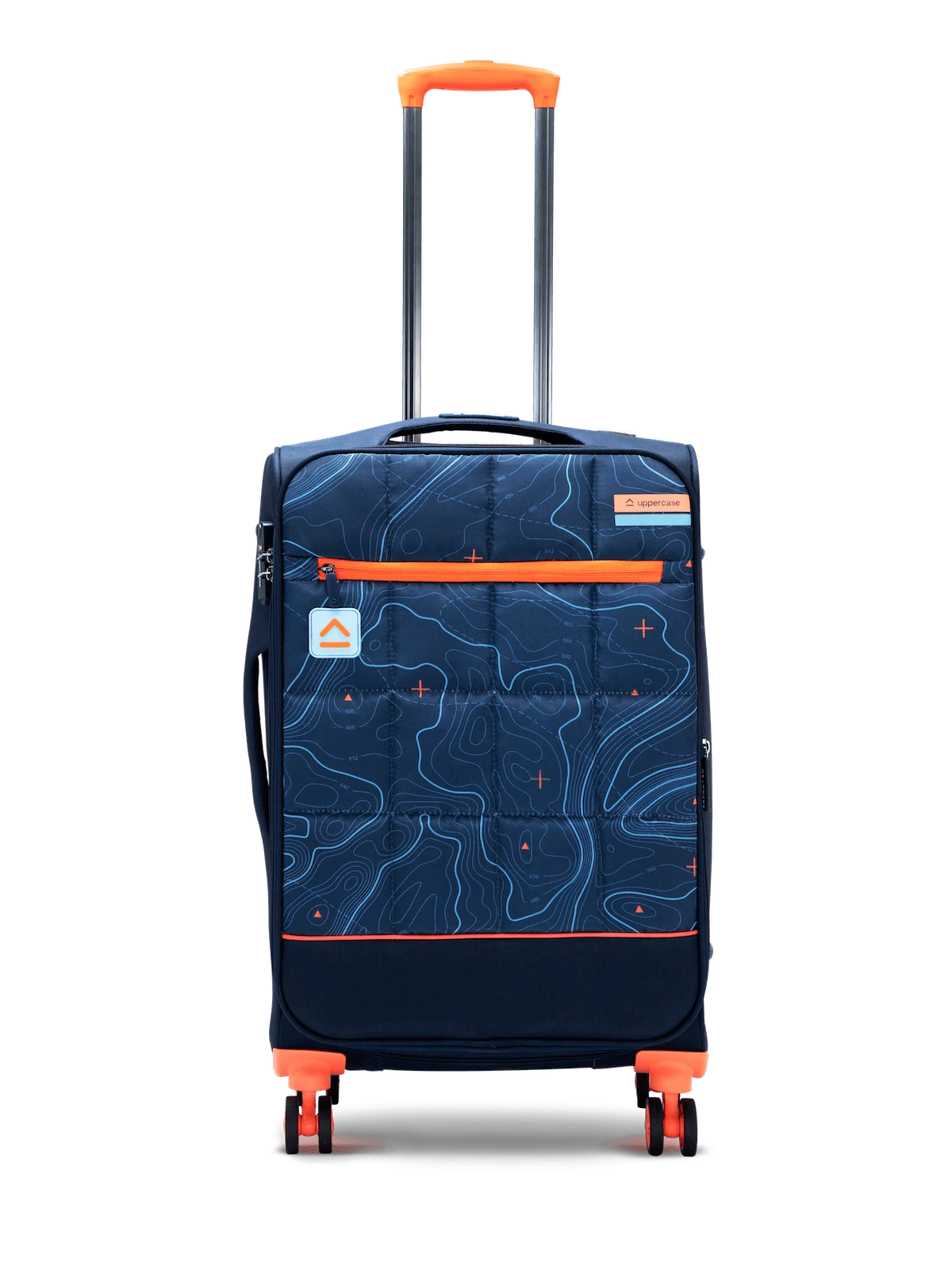 uppercase Topo Medium Check in 68cms TSA Lock 8 Wheels Soft Trolley Bag Blue